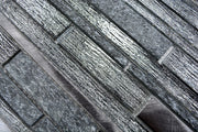 Estero Black Linear Satin Glass Mosaic Wall Tile 298x310mm