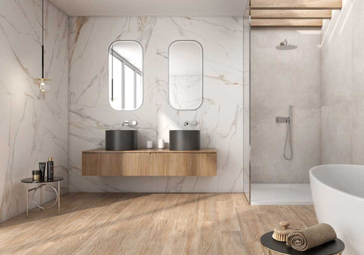 Estero Calacatta Gold Marble Effect Matt Porcelain Wall & Floor Tile 600x1200mm