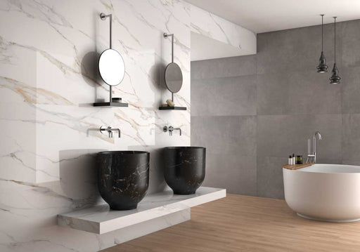 Estero Calacatta Gold Marble Effect Polished Porcelain Wall & Floor Tile 600x1200mm