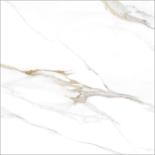 Estero Calacatta Gold Marble Effect Polished Porcelain Wall & Floor Tile 600x600mm