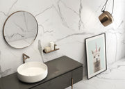 Estero White Marble Effect Matt Porcelain Wall & Floor Tile 600x1200mm