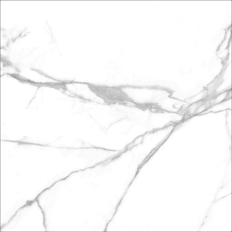 Estero White Marble Effect Matt Porcelain Wall & Floor Tile 600x600mm