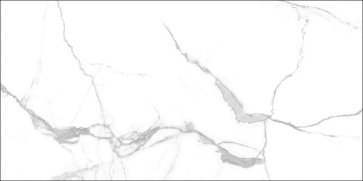 Estero White Marble Effect Polished Porcelain Wall & Floor Tile 300x600mm
