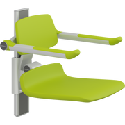 Pressalit PLUS Shower Seat 450 incl. Backrest & Armrests, Manually Height Adjustable, Lime Green (R7434277)