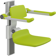 Pressalit PLUS Shower Seat 310 incl. Backrest & Armrests, Manually Height & Sideways Adjustable, Lime Green (R7364277)
