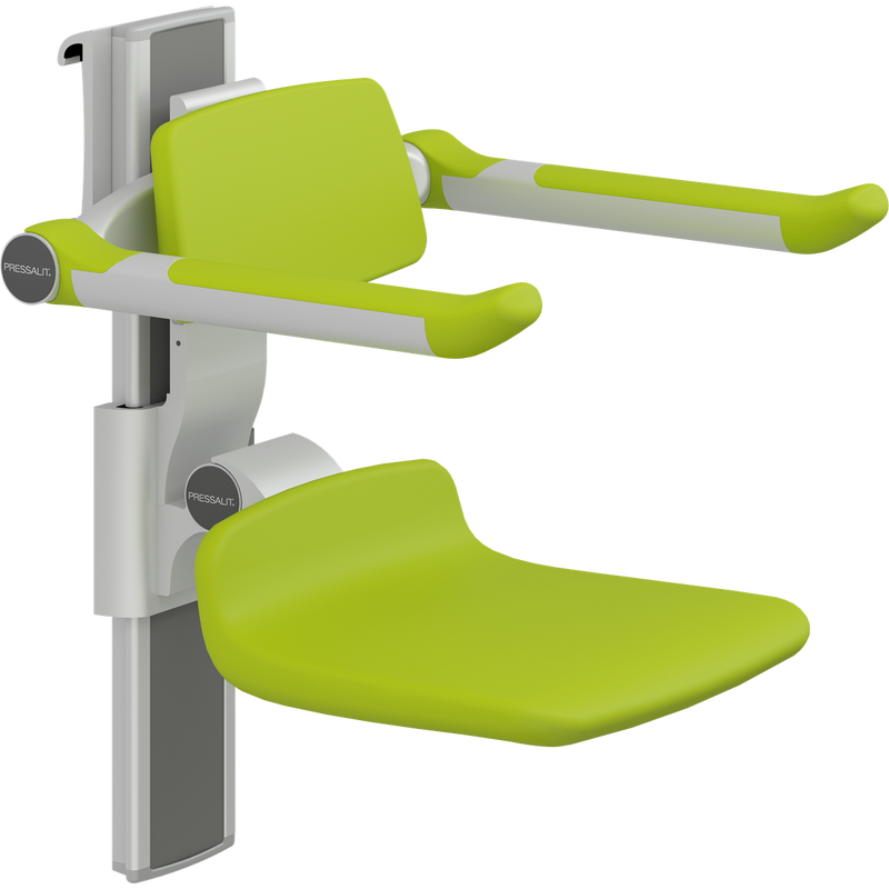 Pressalit PLUS Shower Seat 310 incl. Backrest & Armrests, Manually Height & Sideways Adjustable, Lime Green (R7364277)