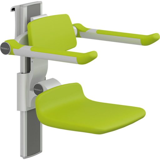 Pressalit PLUS Shower Seat 310 incl. Backrest & Armrests, Manually Height & Sideways Adjustable, Lime Green (R7364277)