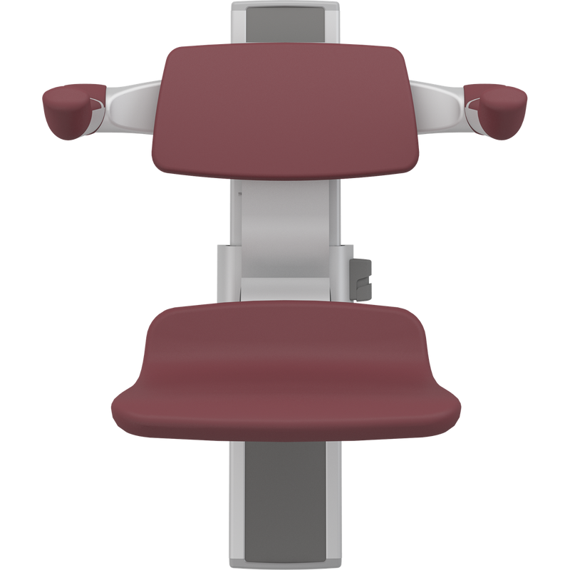 Pressalit PLUS Shower Seat 310 incl. Backrest & Armrests, Manually Height Adjustable, Red (R7334035)