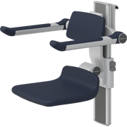 Pressalit PLUS Shower Seat 310 incl. Backrest & Armrests, Manually Height & Sideways Adjustable, Dark Blue (R7364108)