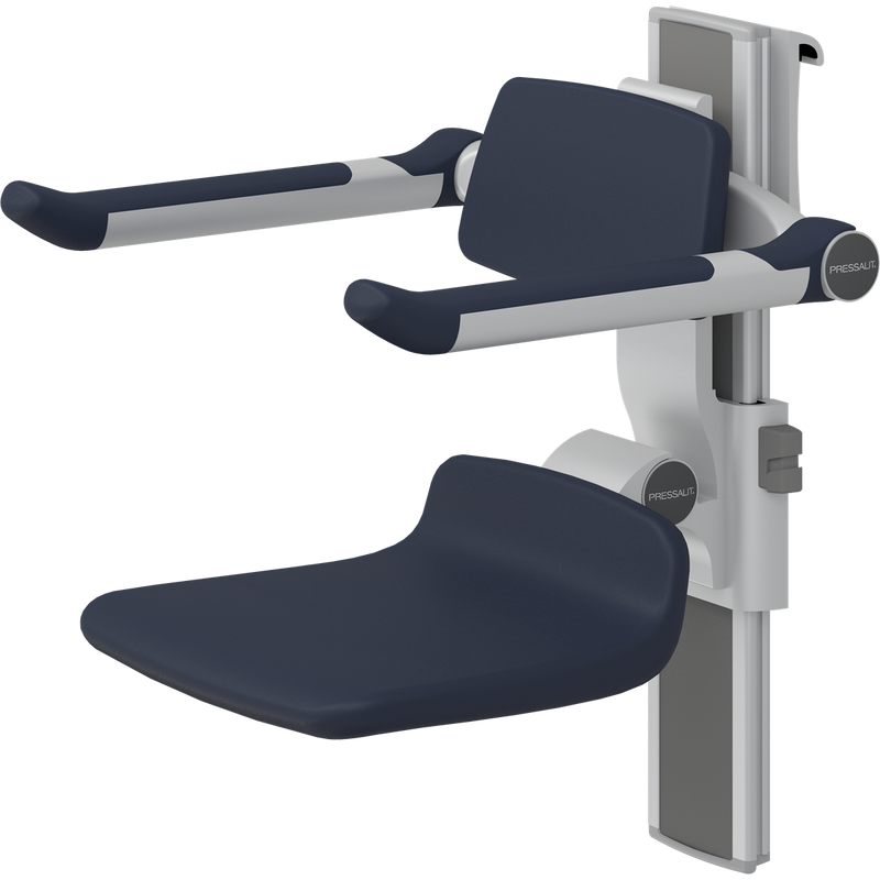 Pressalit PLUS Shower Seat 310 incl. Backrest & Armrests, Manually Height & Sideways Adjustable, Dark Blue (R7364108)