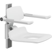 Pressalit PLUS Shower Seat 450 with Aperture incl. Backrest & Armrests, Manually Height Adjustable, White (R7435000)