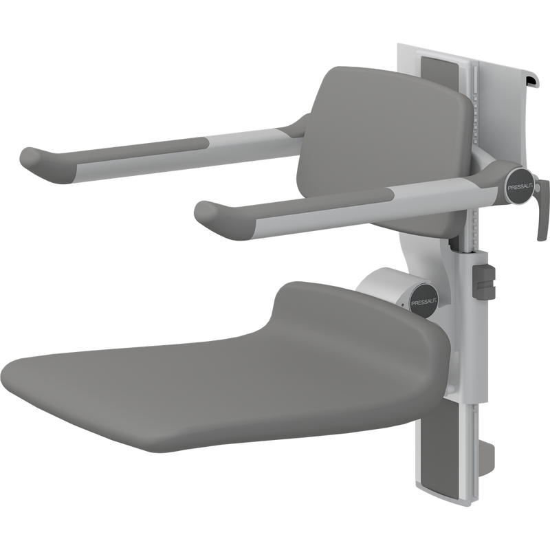 Pressalit PLUS Shower Seat 450 incl. Backrest & Armrests, Manually Height & Sideways Adjustable, Anthracite (R7464112)