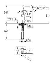 Grohe Essence Basin Mixer Tap 23541001 chrome side profile