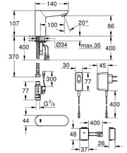 Grohe Euroeco Cosmopolitan E Bluetooth Basin Tap 36409000 detail view