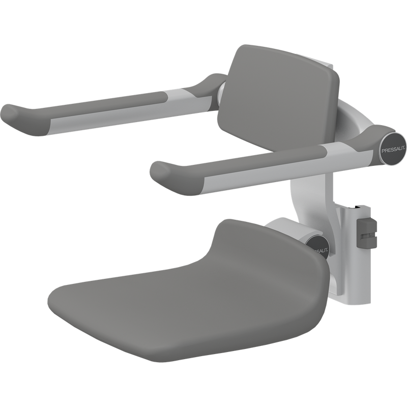 Pressalit PLUS Replacement Shower Seat 310 incl. Backrest & Armrests, Manually Height Adjustable, Anthracite (R7034112)