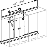 Pressalit INDIVO wall cupboard lift, 400-1200mm, dimensioned drawing