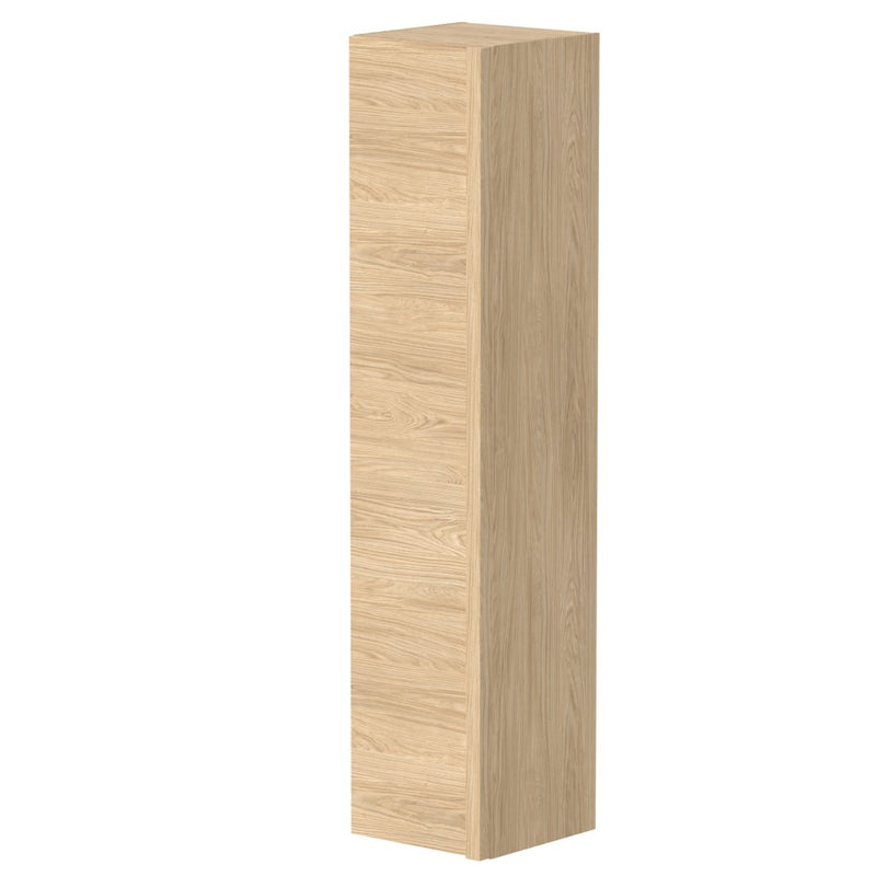 Fairford 350mm One Door Wall Hung Column Unit in Light Oak with a Solid Wood Handle