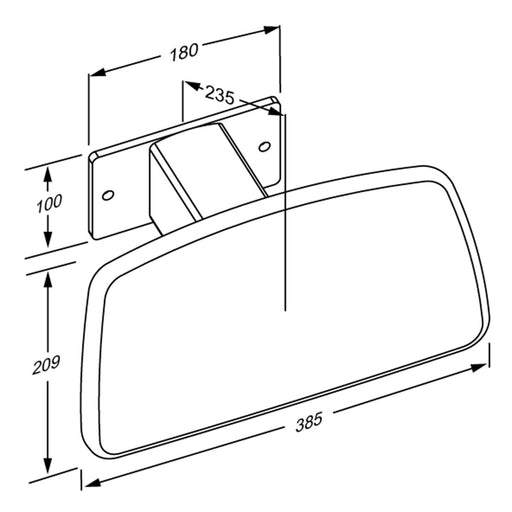 Pressalit PLUS Backrest, 385mm, for Toilet Lifter - dimensioned drawing