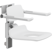 Pressalit PLUS Shower Seat 450 with Aperture incl. Backrest & Armrests, Manually Height & Sideways Adjustable, White (R7465000)