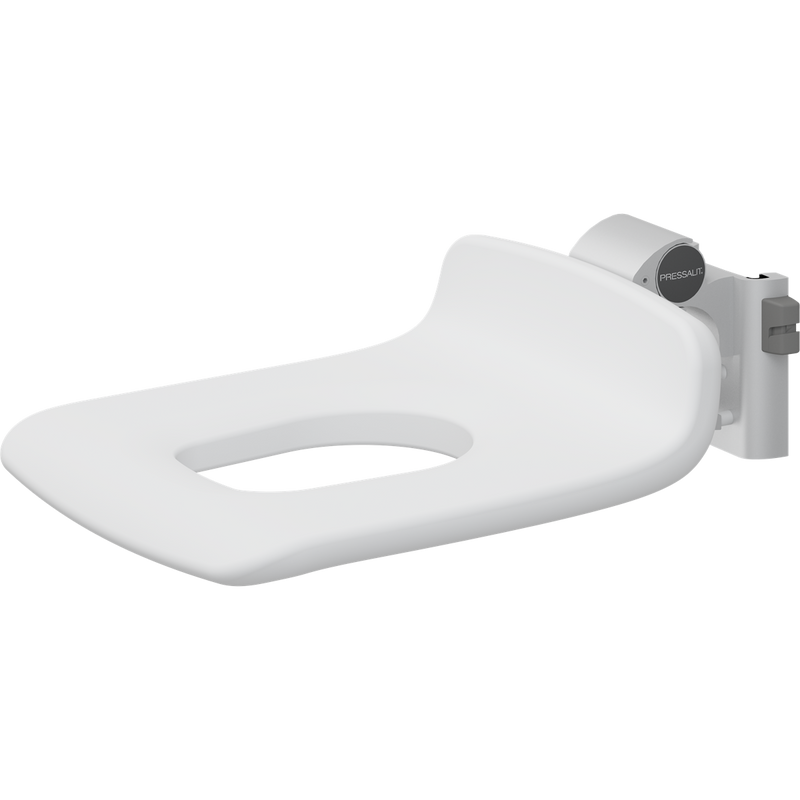 Pressalit PLUS Replacement Shower Seat 450 with Aperture, Manually Height Adjustable, White (R7115000)