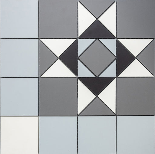 Fort Myers grey mixed victorian pattern tile 338x338mm - view 2
