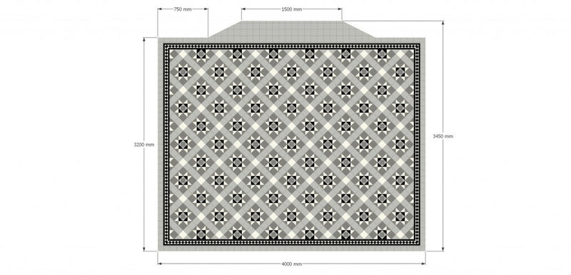 Fort Myers grey mixed victorian pattern tile 338x338mm - view 4
