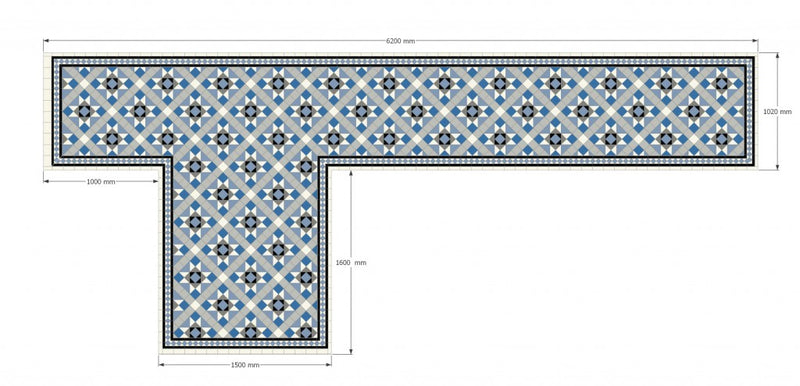 Fort Myers ocean blue victorian pattern tile 338x338mm - view 4