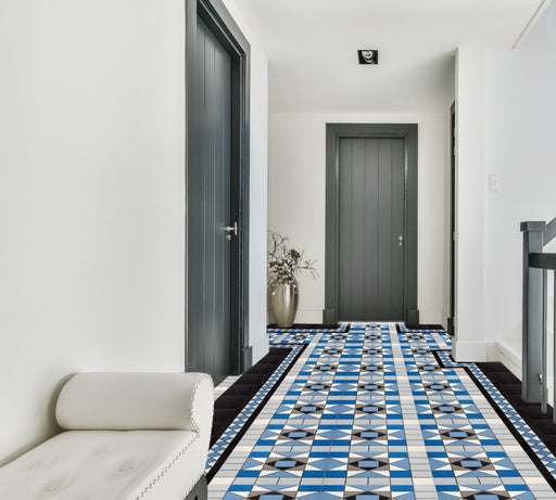 Fort Myers Ocean Blue Victorian Style Matt Porcelain Border Floor Tile 285x93mm