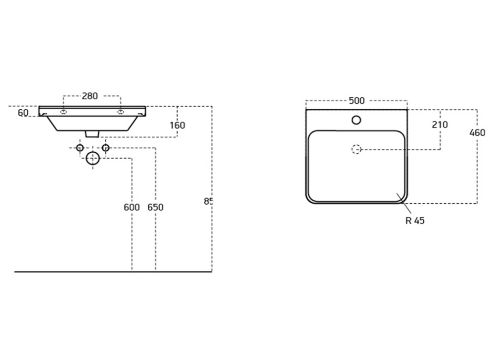 Kartell K-VIT Arc 500mm Wall Mounted 2 Drawer Unit & Ceramic Basin- Cashmere (ARC500WM-C FUR148ME)