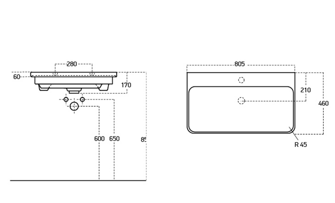 Kartell K-VIT Arc 800mm Wall Mounted 2 Drawer Unit & Ceramic Basin- White Gloss (ARC800WM-W FUR150ME)