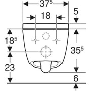 Geberit AquaClean Alba wall hung shower toilet front view drawing