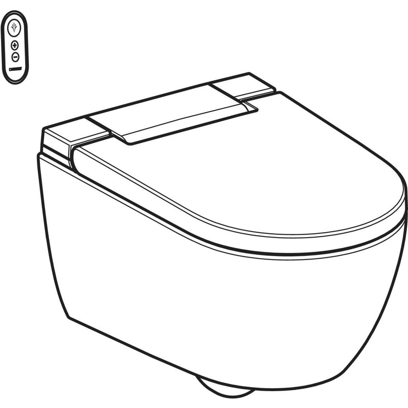 Geberit AquaClean Alba wall hung shower toilet perspective drawing