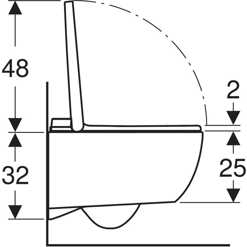 Geberit AquaClean Alba wall hung shower toilet side view drawing