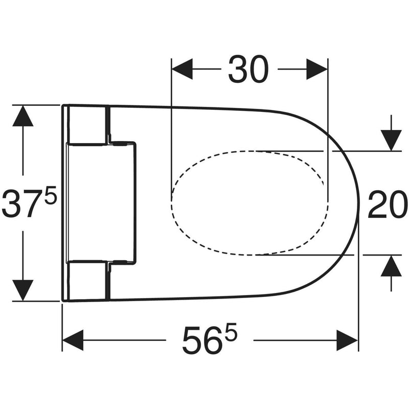 Geberit AquaClean Alba wall hung shower toilet top view drawing