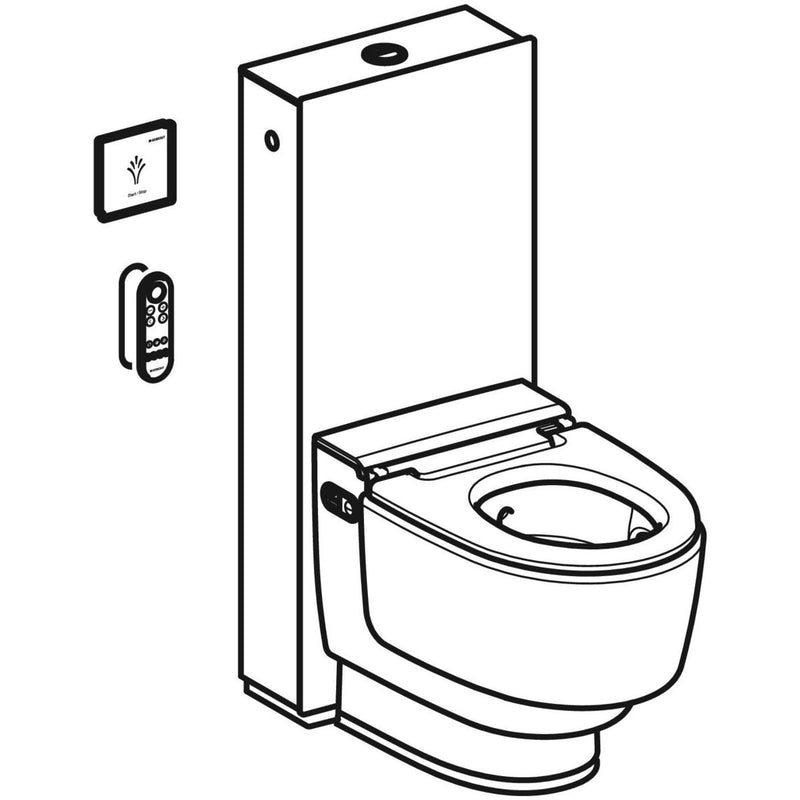 Geberit AquaClean Mera Care floor standing shower toilet perspective drawing