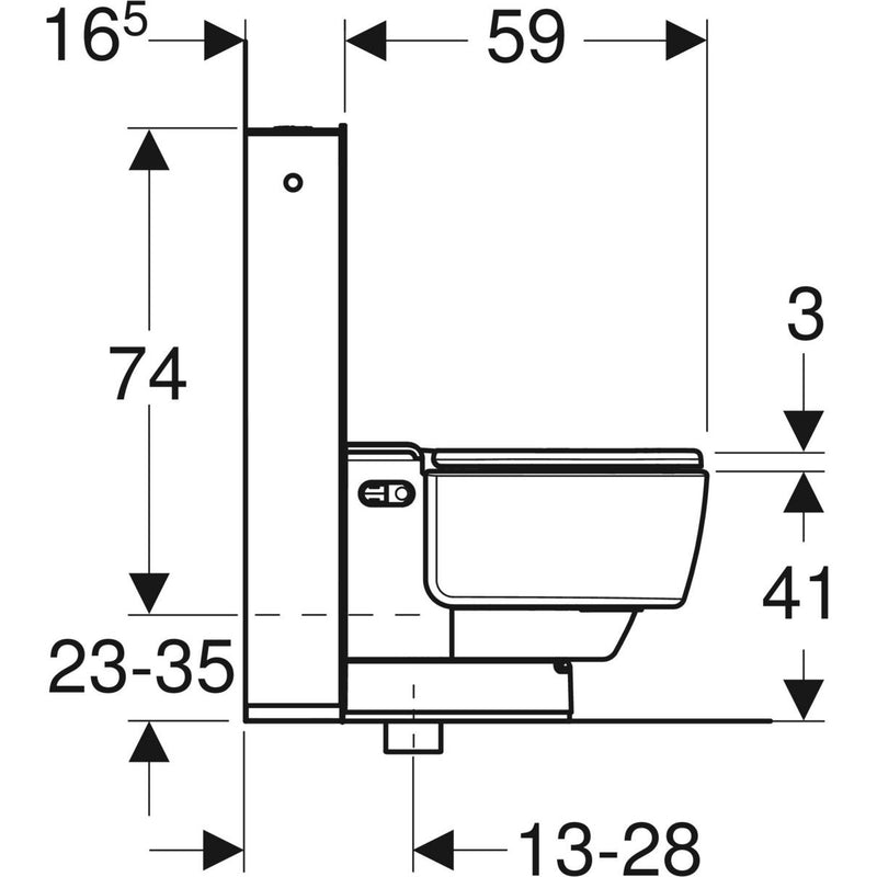 Geberit AquaClean Mera Care floor standing shower toilet side view drawing