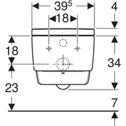 Geberit AquaClean Mera Comfort wall hung shower toilet front view drawing