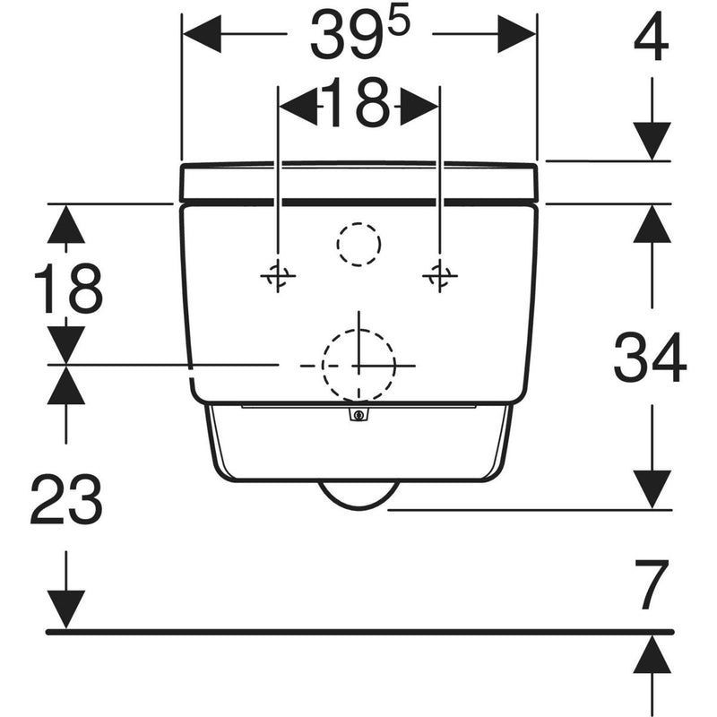Geberit AquaClean Mera Comfort wall hung shower toilet front view drawing