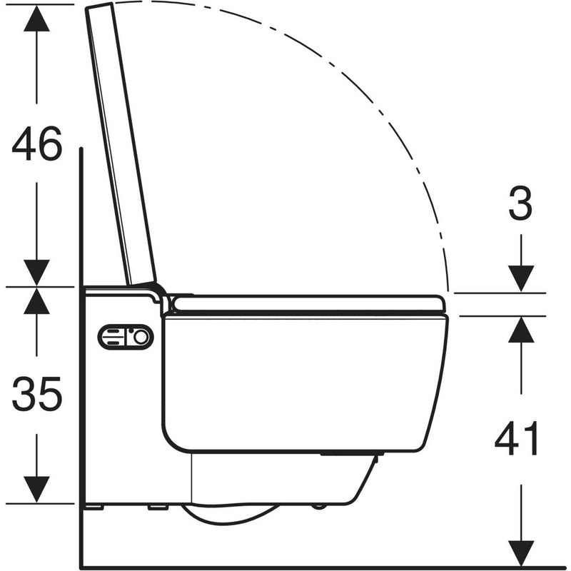 Geberit AquaClean Mera Comfort wall hung shower toilet side view drawing