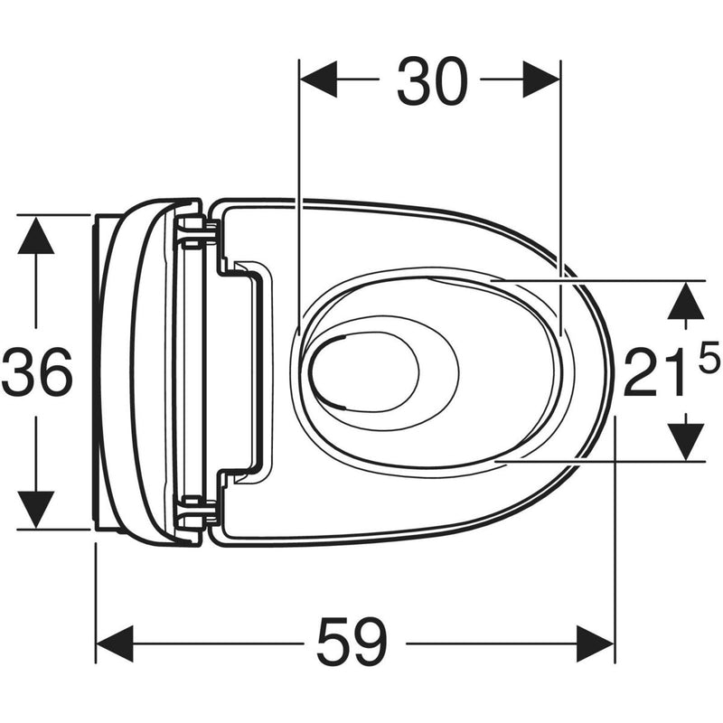 Geberit AquaClean Mera Comfort wall hung shower toilet top view drawing