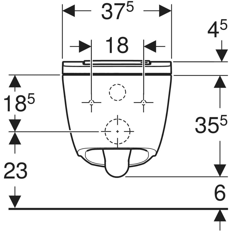 Geberit AquaClean Sela wall hung shower toilet front view drawing
