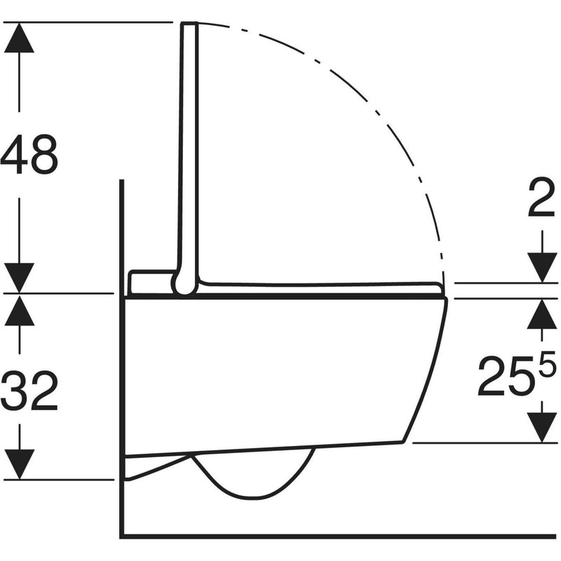 Geberit AquaClean Sela wall hung shower toilet side view drawing