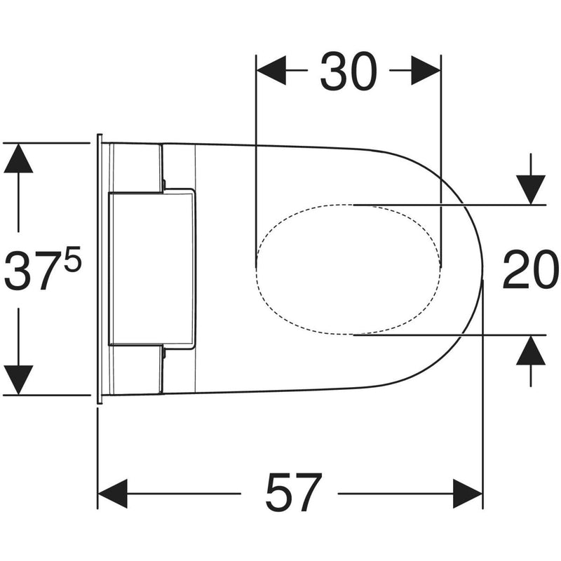 Geberit AquaClean Sela wall hung shower toilet top view drawing