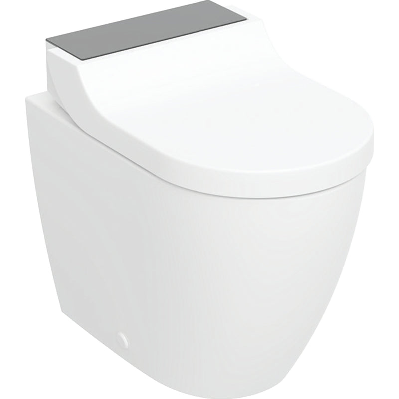 Geberit AquaClean Tuma Comfort back to wall shower toilet in black glass