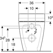 Geberit AquaClean Tuma Comfort back to wall shower toilet front view drawing