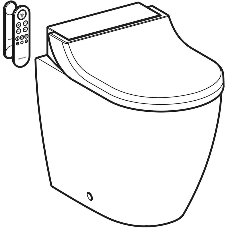 Geberit AquaClean Tuma Comfort back to wall shower toilet perspective drawing