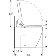 Geberit AquaClean Tuma Comfort back to wall shower toilet side view drawing