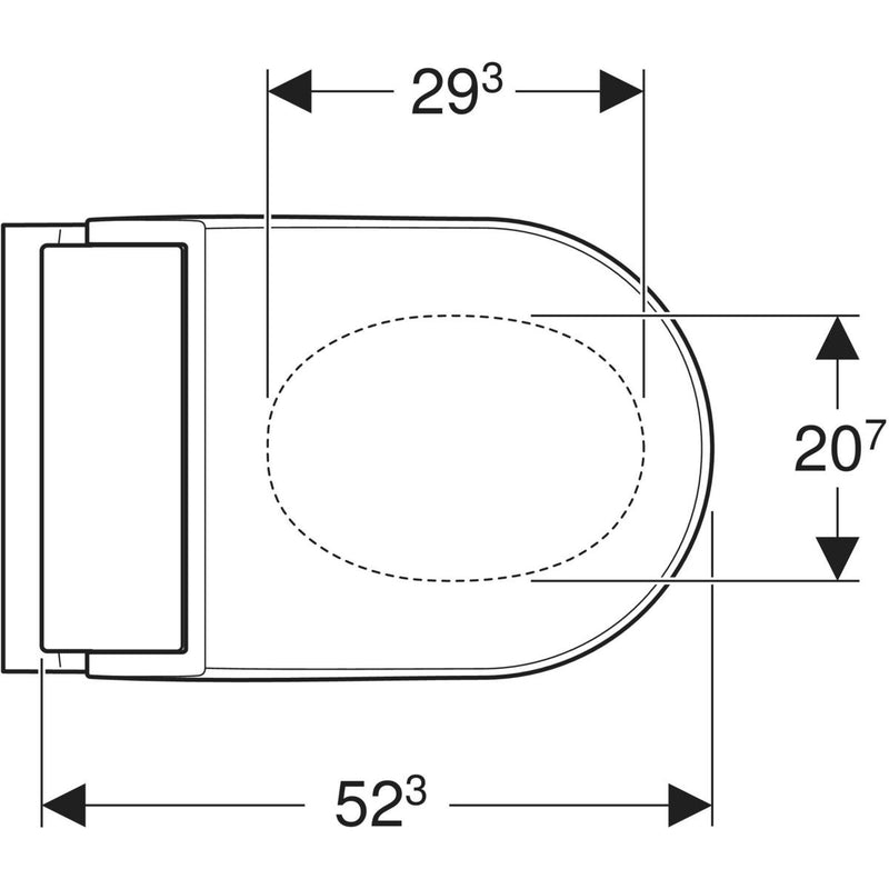 Geberit AquaClean Tuma Comfort back to wall shower toilet top view drawing