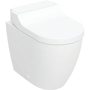 Geberit AquaClean Tuma Comfort back to wall shower toilet in white glass