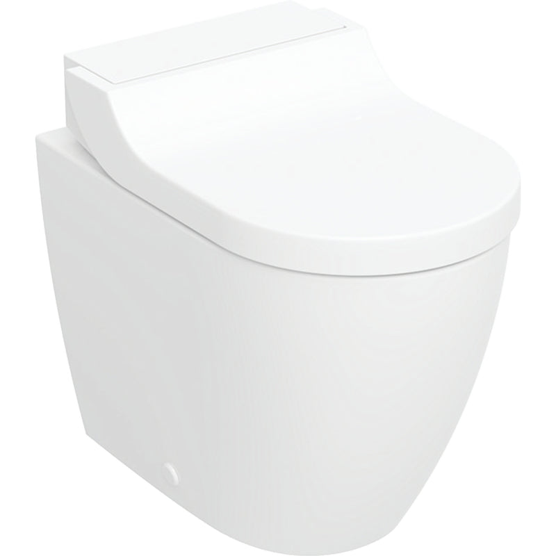 Geberit AquaClean Tuma Comfort back to wall shower toilet in white glass